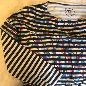 J.Crew Striped Floral Top Navy/Multi Small